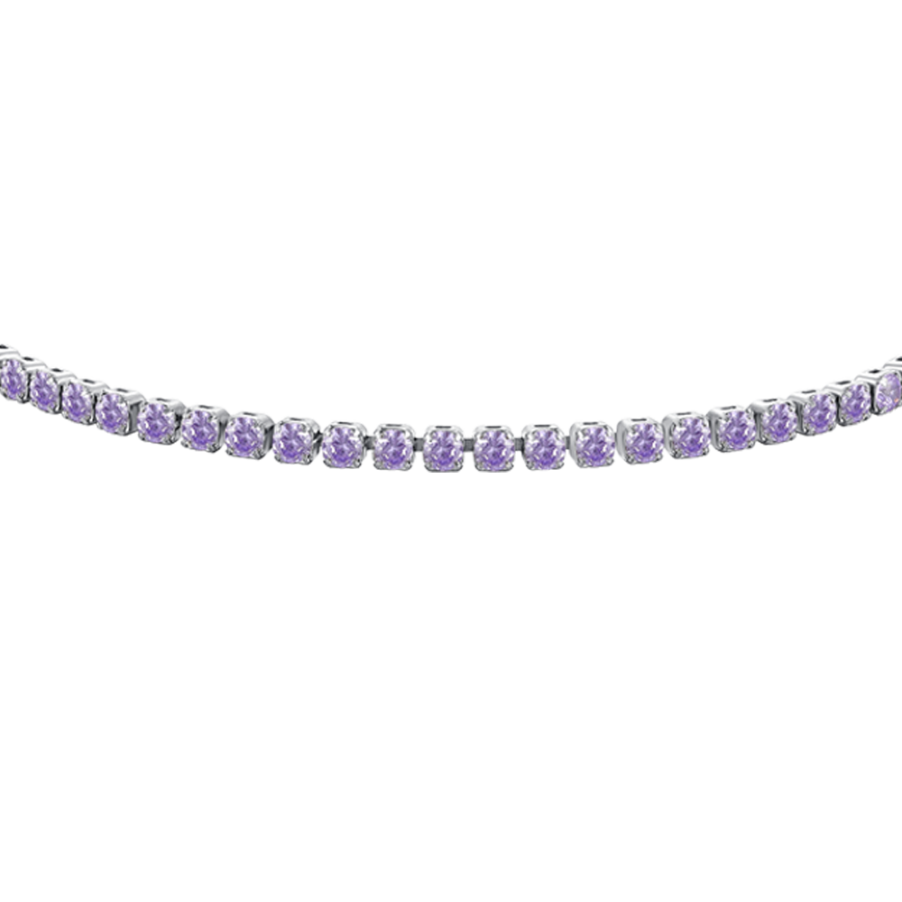 BRACCIALE BAMBINA TENNIS IN ACCIAIO CON ZIRCONI VIOLA