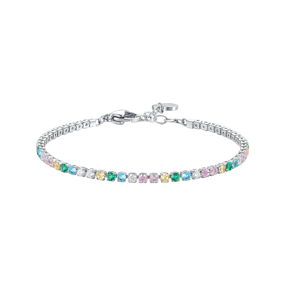 BRACCIALE BAMBINA TENNIS IN ACCIAIO CON ZIRCONI MULTICOLOR