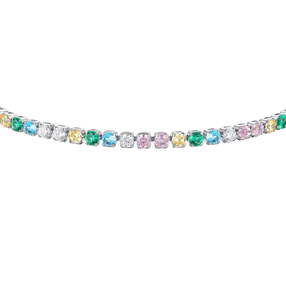 BRACCIALE BAMBINA TENNIS IN ACCIAIO CON ZIRCONI MULTICOLOR