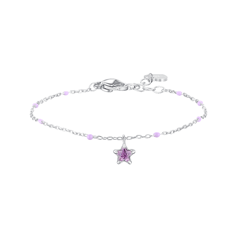 BRACCIALE BAMBINa IN ACCIAIO CON STELLA ZIRCONE VIOLA E PIETRE VIOLA