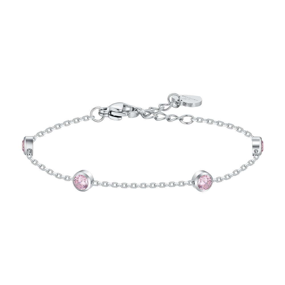 BRACCIALE BAMBINA IN ACCIAIO CON ZIRCONI ROSA