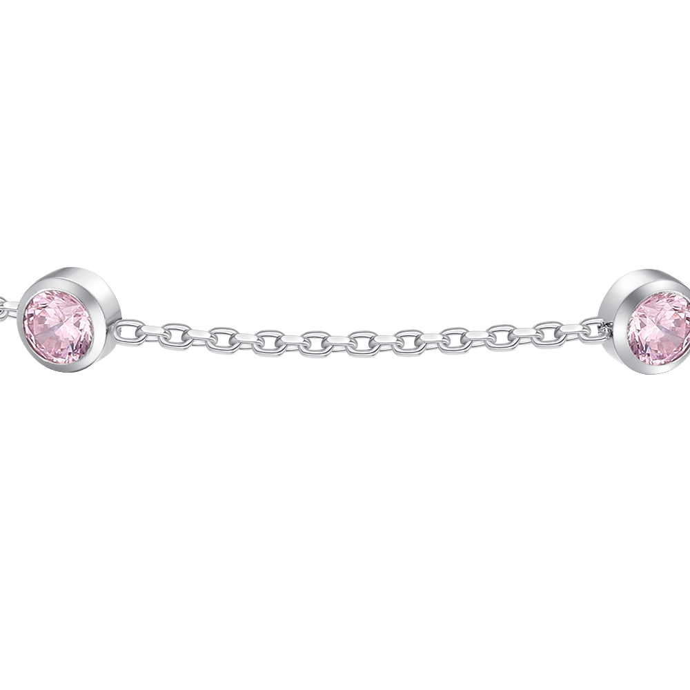 BRACCIALE BAMBINA IN ACCIAIO CON ZIRCONI ROSA