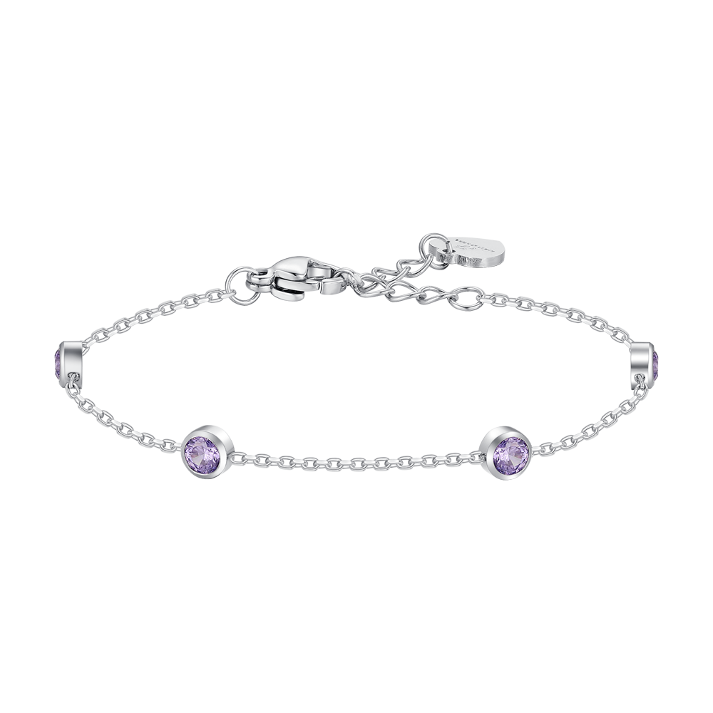 BRACCIALE BAMBINA IN ACCIAIO CON ZIRCONI VIOLA