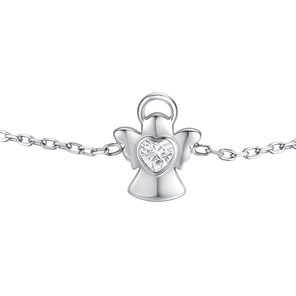 BRACCIALE BAMBINA IN ACCIAIO ANGELO CON ZIRCONE BIANCO