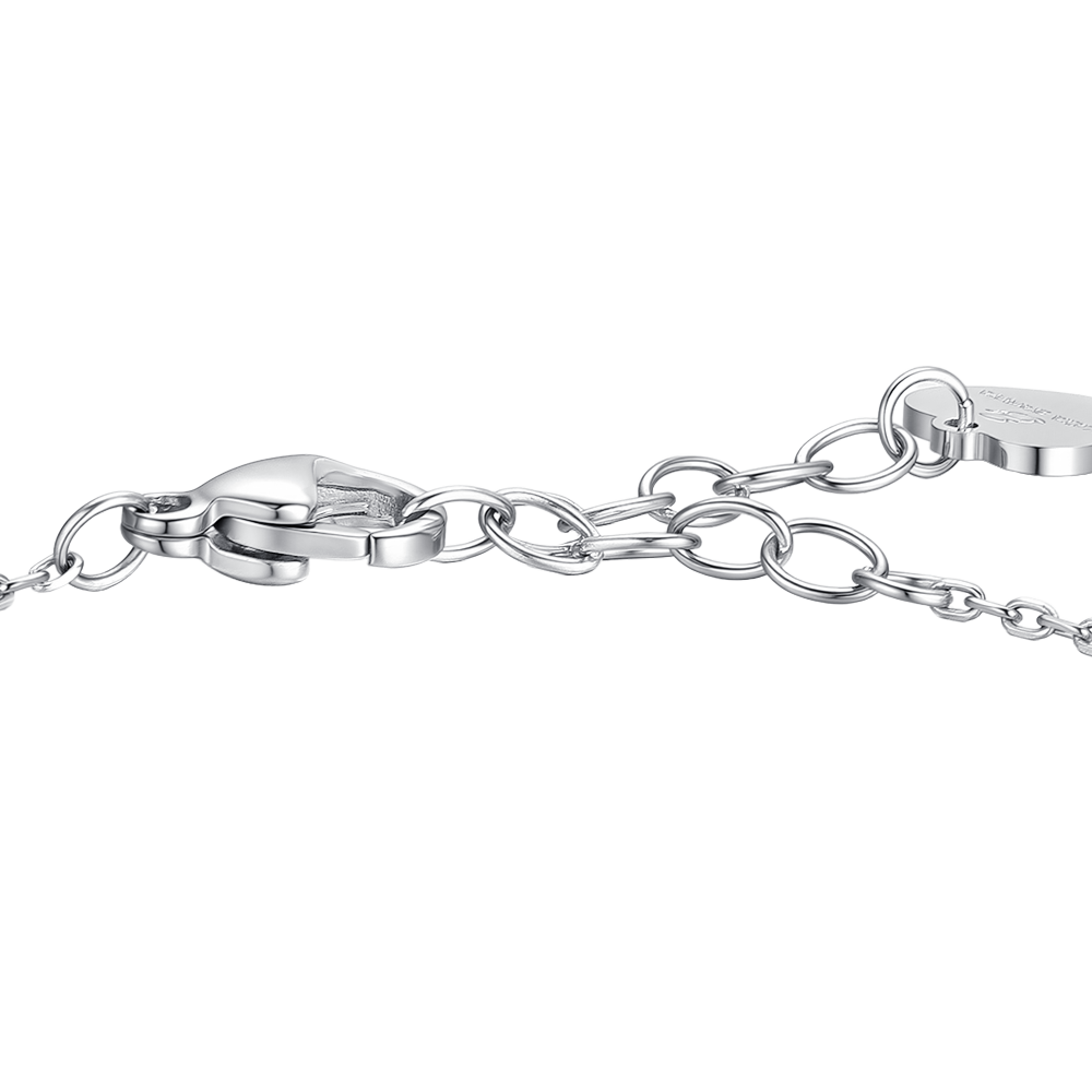 BRACCIALE BAMBINA IN ACCIAIO ANGELO CON ZIRCONE ROSA