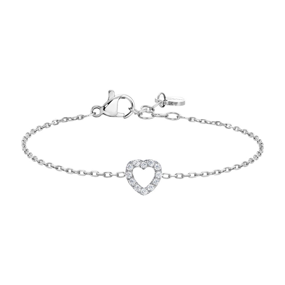 BRACCIALE BAMBINA IN ACCIAIO CON CUORE CON ZIRCONI BIANCHI
