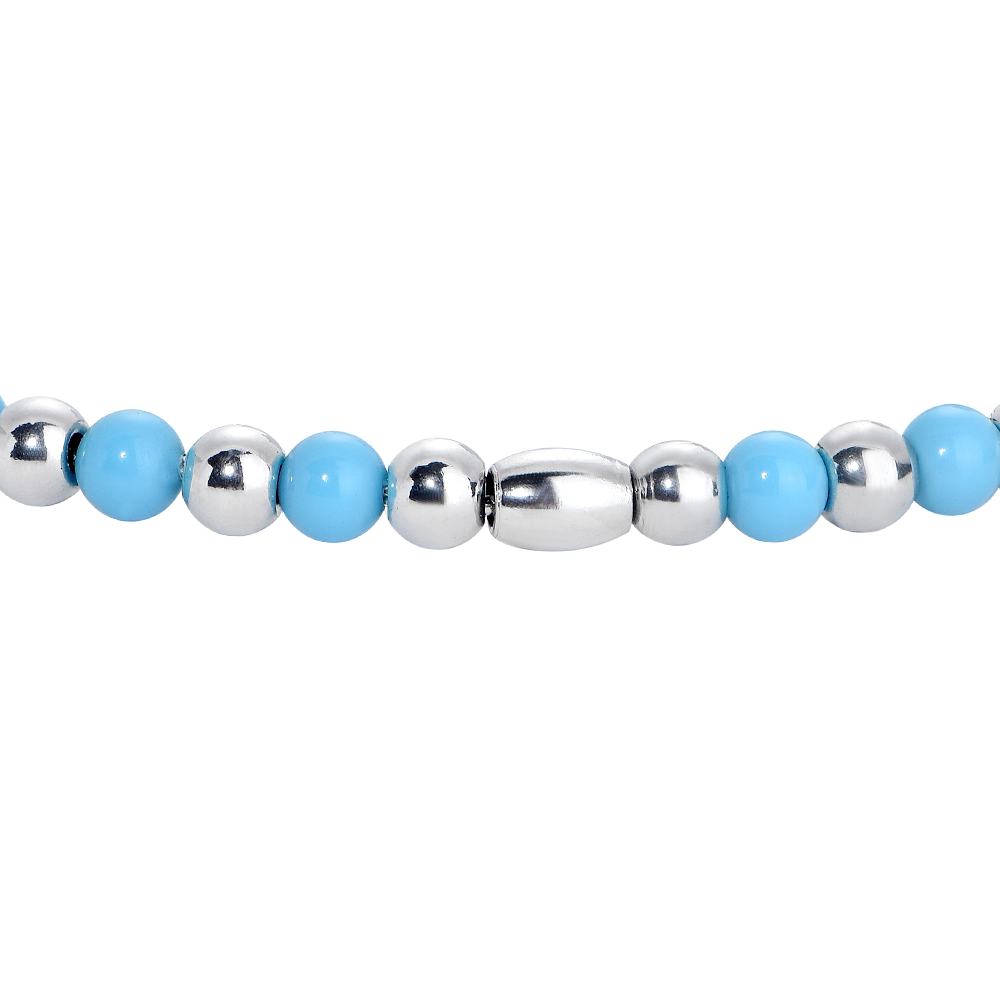 BRACCIALE BAMBINO IN ACCIAIO CON SFERE E PIETRE TURCHESI