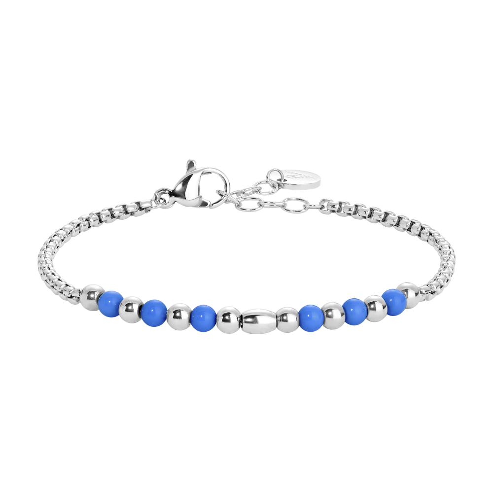 BRACCIALE BAMBINO IN ACCIAIO CON SFERE E PIETRE LAPIS BLU
