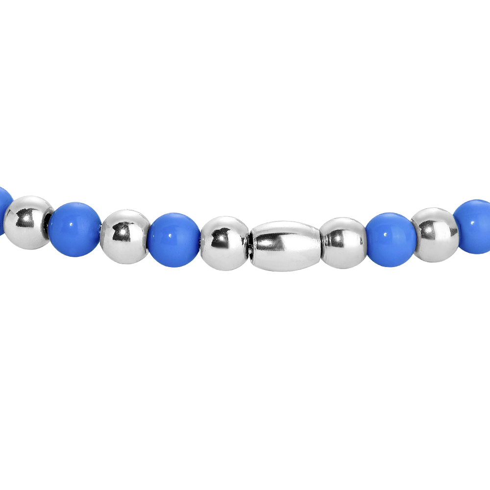 BRACCIALE BAMBINO IN ACCIAIO CON SFERE E PIETRE LAPIS BLU