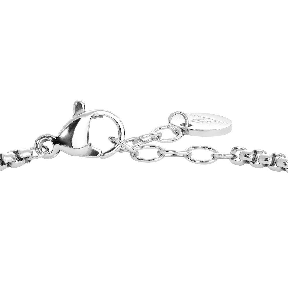 BRACCIALE BAMBINO IN ACCIAIO CON SFERE E PIETRE ROSSE