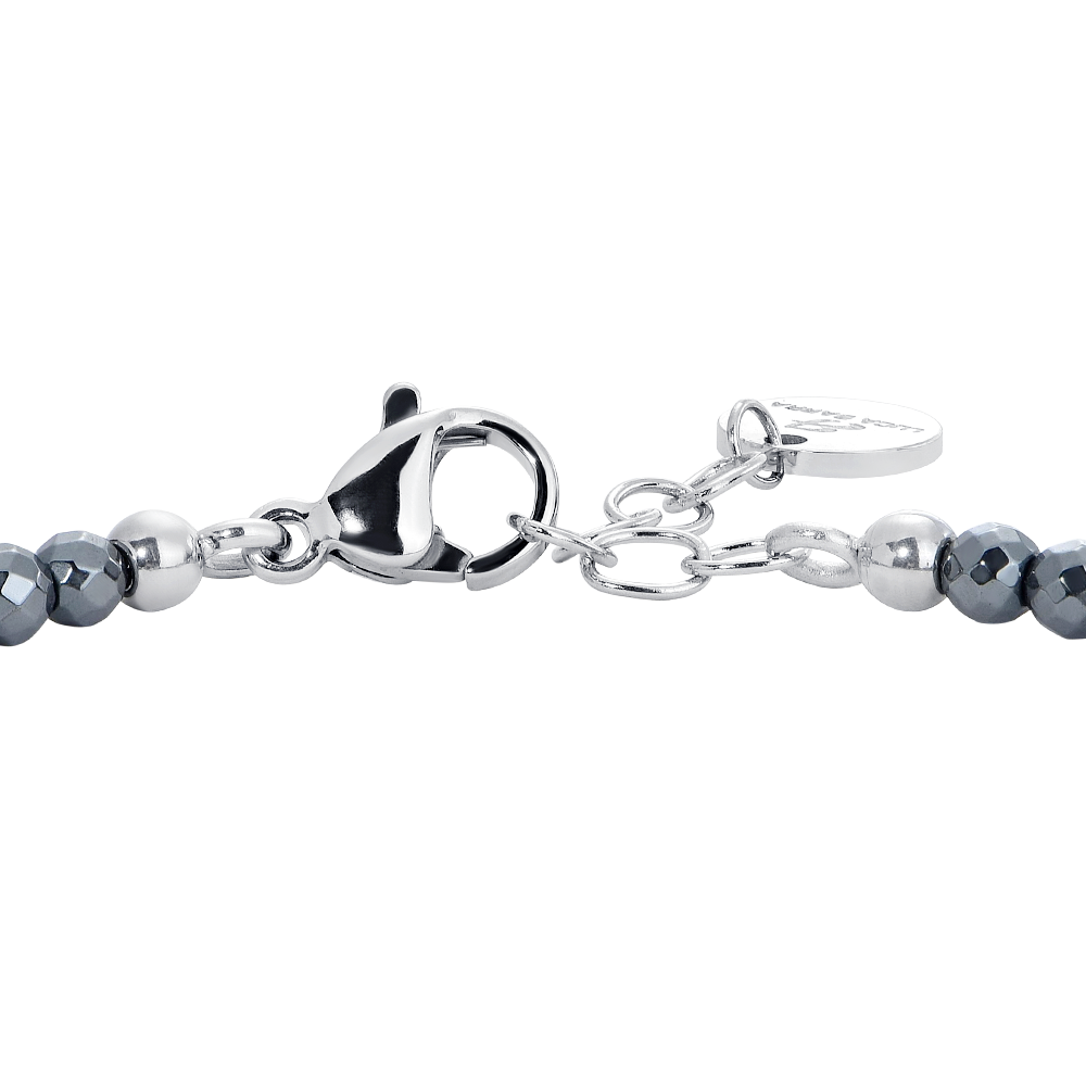 BRACCIALE BAMBINO IN ACCIAIO CON EMATITE GRIGIA ED ELEMENTI IN ACCIAIO