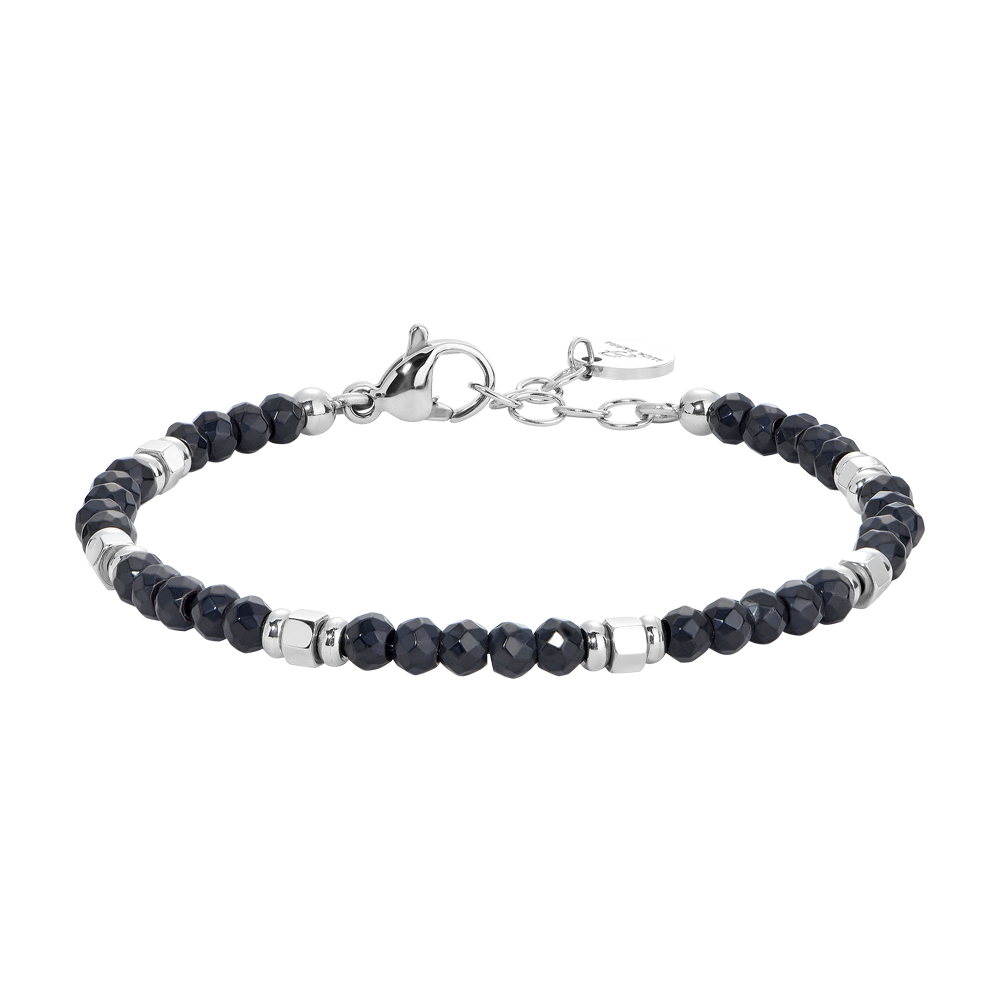 BRACCIALE BAMBINO IN ACCIAIO CON EMATITE NERA ED ELEMENTI IN ACCIAIO