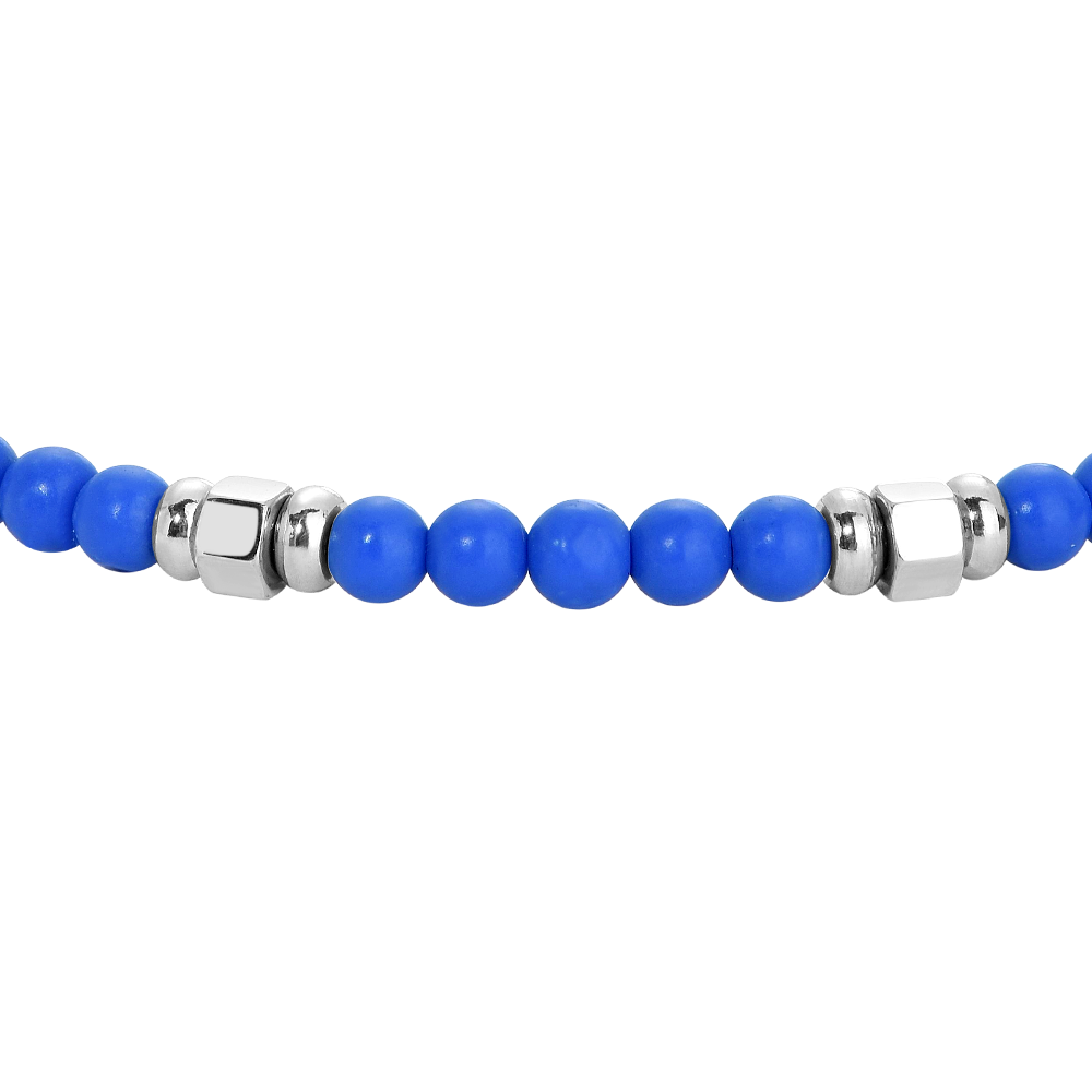 BRACCIALE BAMBINO IN ACCIAIO CON PIETRE BLU ED ELEMENTI IN ACCIAIO