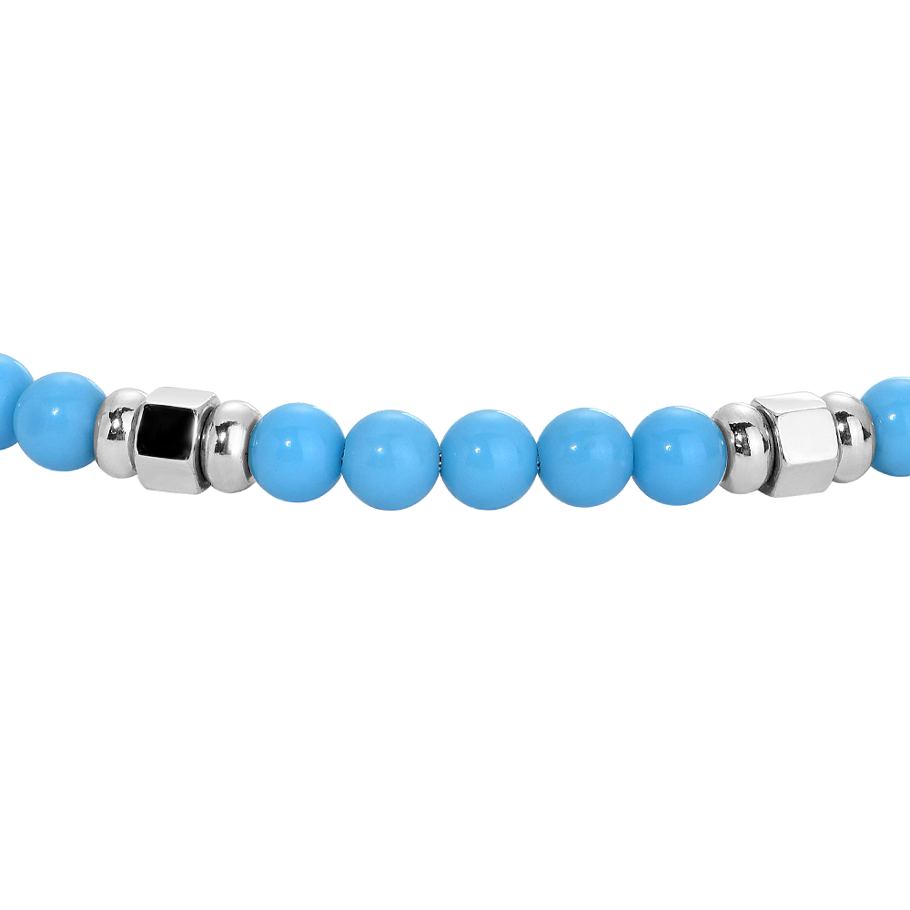 BRACCIALE BAMBINO IN ACCIAIO CON PIETRE TURCHESI ED ELEMENTI IN ACCIAIO