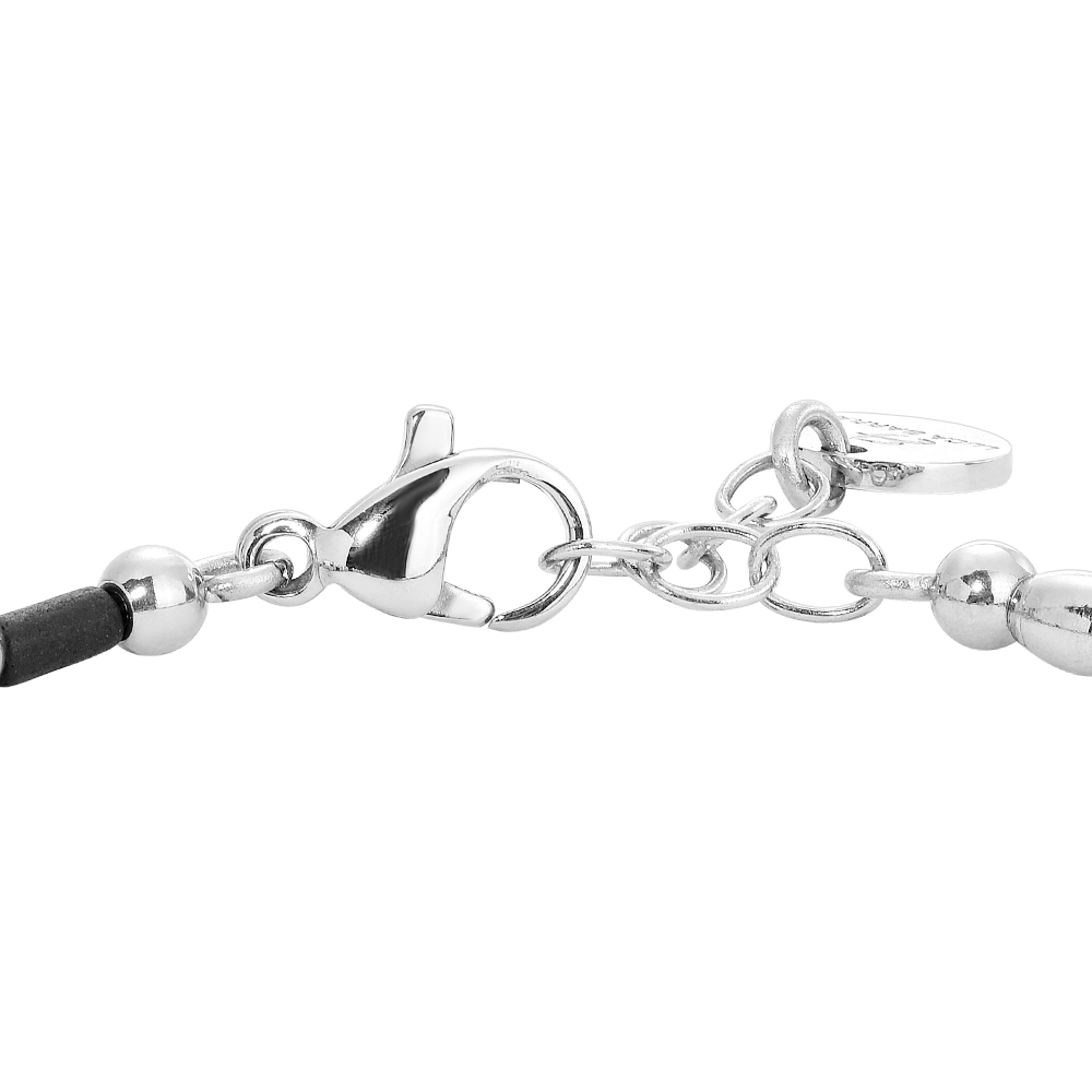 BRACCIALE BAMBINO IN ACCIAIO CON SFERE ED ELEMENTI NERI