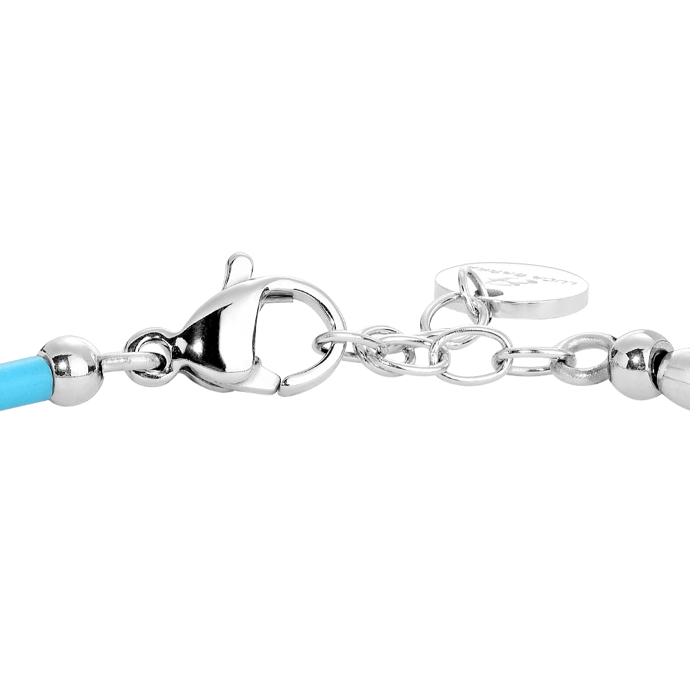 BRACCIALE BAMBINO IN ACCIAIO CON SFERE ED ELEMENTI TURCHESI