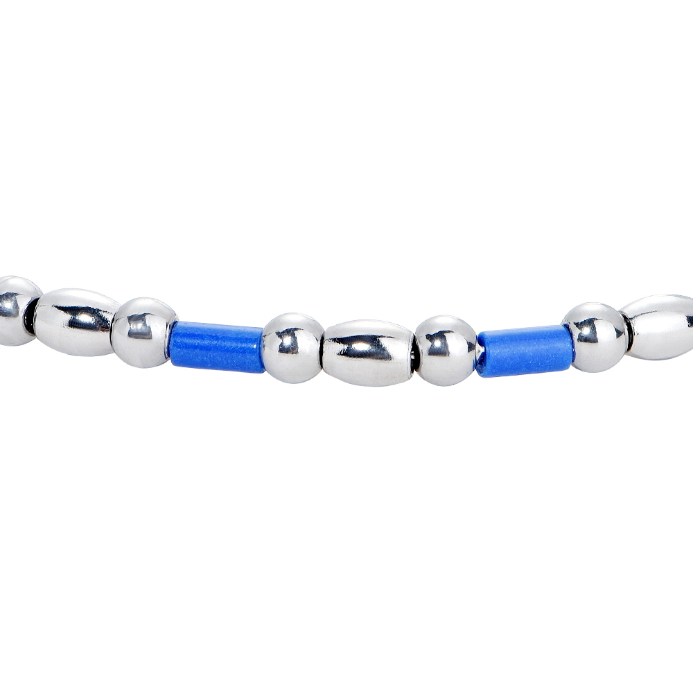 BRACCIALE BAMBINO IN ACCIAIO CON SFERE ED ELEMENTI BLU