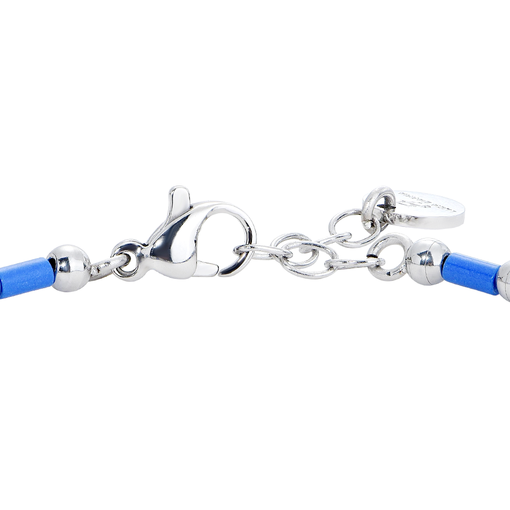 BRACCIALE BAMBINO IN ACCIAIO CON SFERE ED ELEMENTI BLU