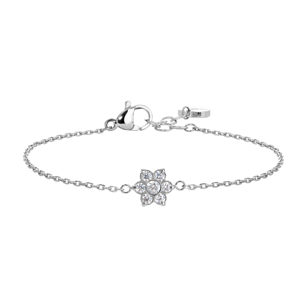 BRACCIALE BAMBINA IN ACCIAIO CON FIORE CON ZIRCONI BIANCHI
