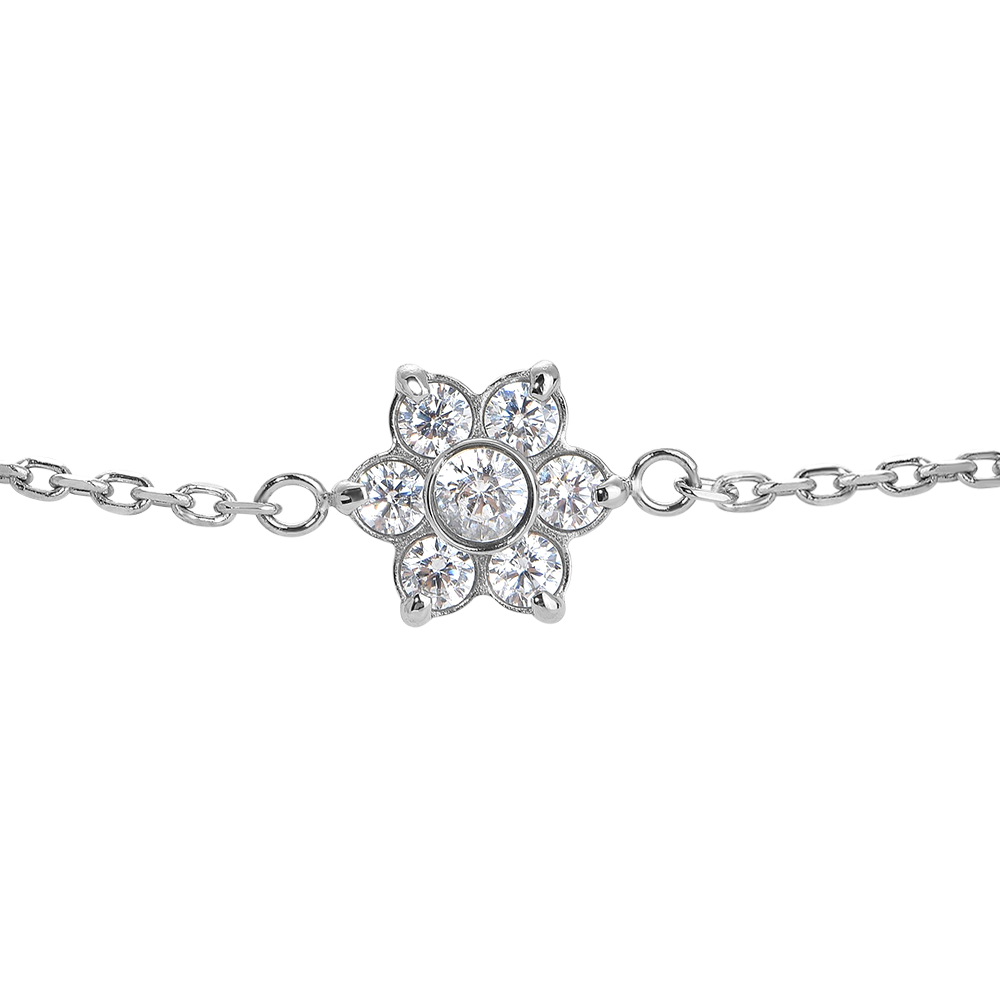 BRACCIALE BAMBINA IN ACCIAIO CON FIORE CON ZIRCONI BIANCHI