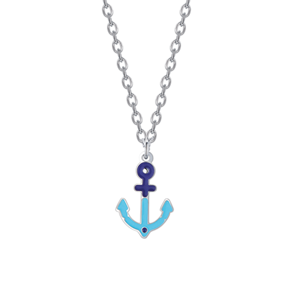 Liebeskind Berlin Collana Con Ciondolo Ancora In Acciaio Inox E Zircone - Catena Regolabile 17-24 Cm, Regalo In Confezione Originale