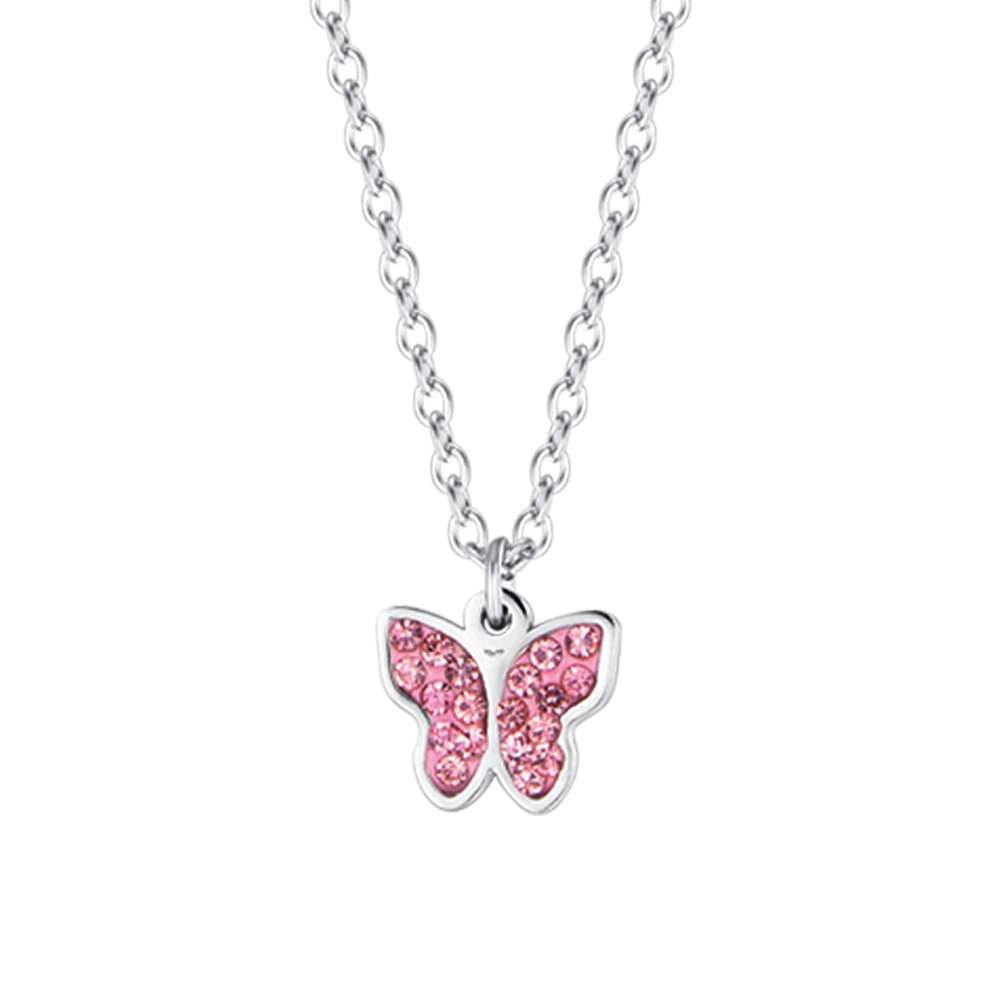 Collana Farfalla Con Zirconi - Argento 925 Placcato Oro Rosa - Gioiello Elegante Donna