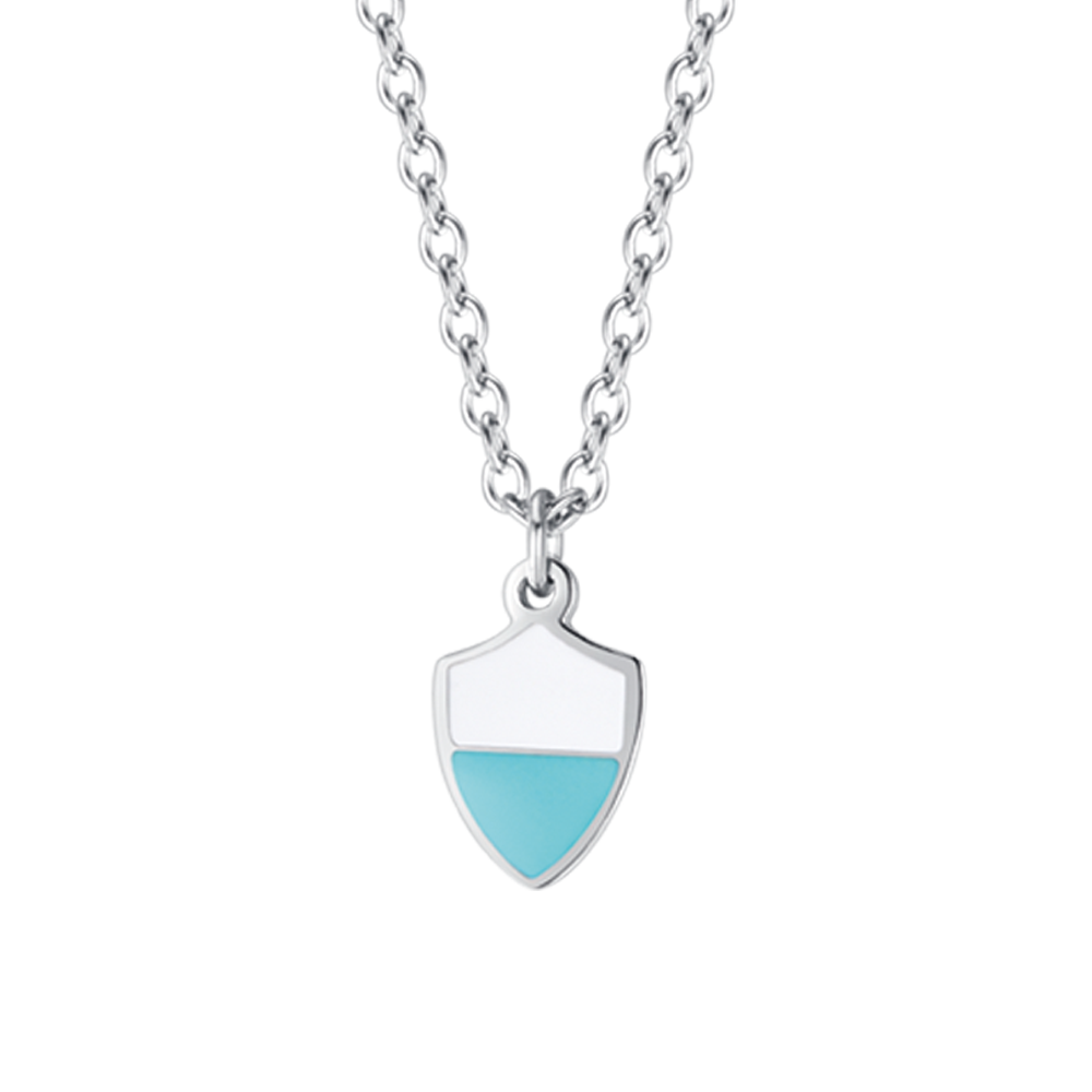 COLLANA BAMBINO IN ACCIAIO CON SMALTO BIANCO E AZZURRO
