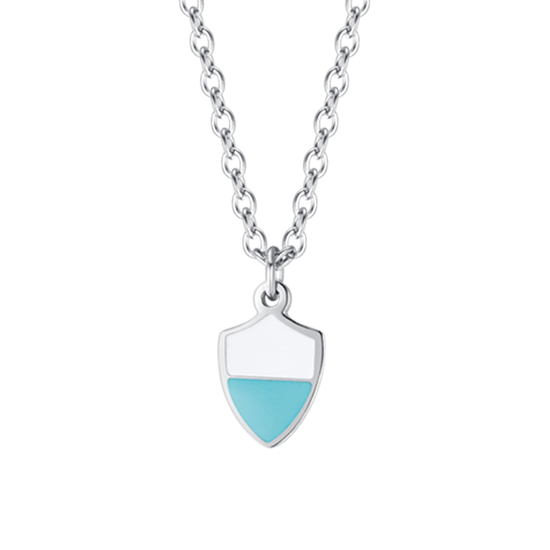 COLLANA BAMBINO IN ACCIAIO CON SMALTO BIANCO E AZZURRO
