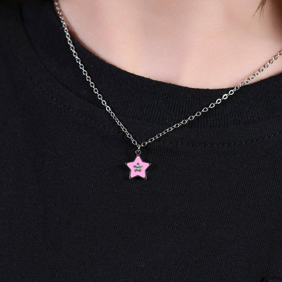 COLLANA BAMBINA IN ACCIAIO SMALTO ROSA