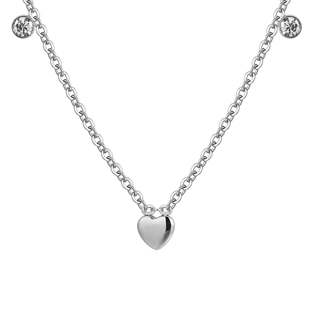 COLLANA BAMBINA IN ACCIAIO CUORI E CRISTALLI