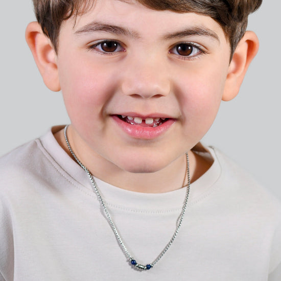 COLLANA BAMBINO IN ACCIAIO PIETRE BLU