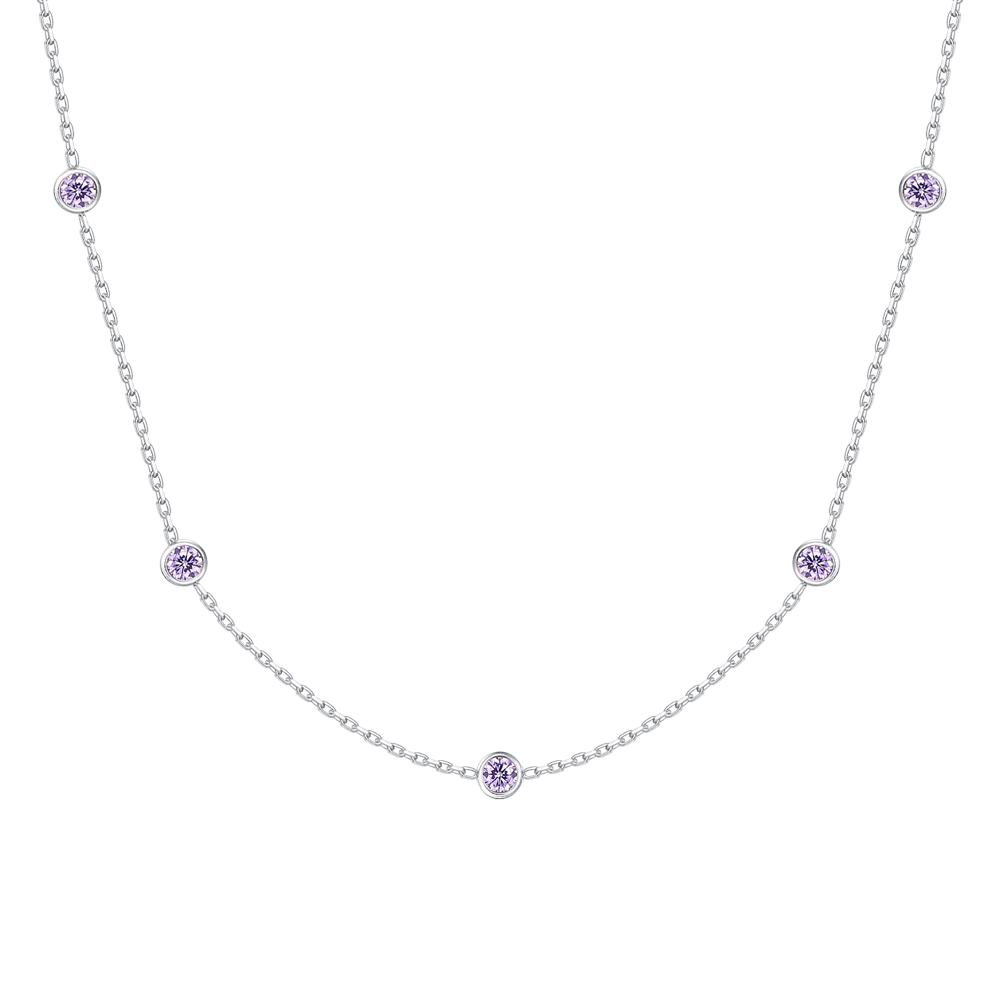 COLLANA BAMBINA IN ACCIAIO CON ZIRCONI VIOLA