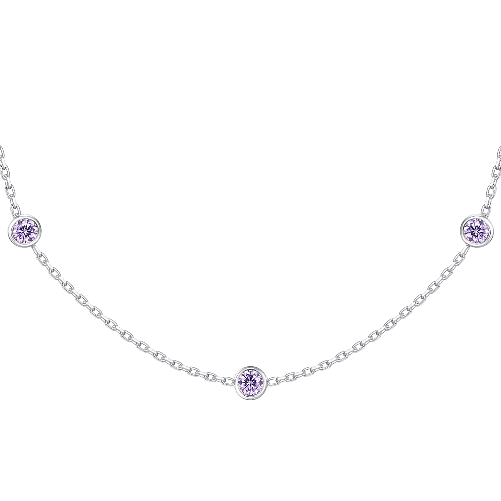 COLLANA BAMBINA IN ACCIAIO CON ZIRCONI VIOLA