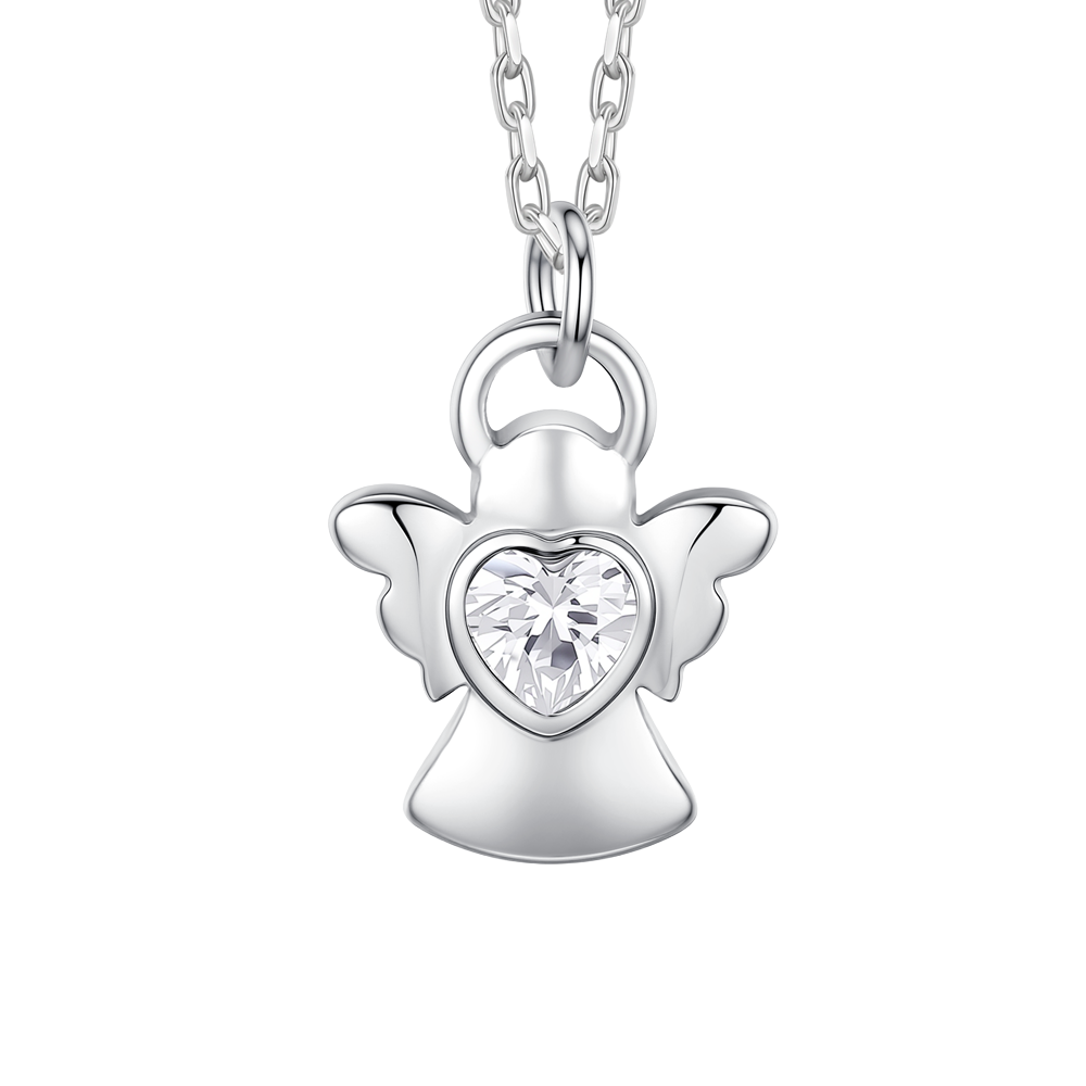 COLLANA BAMBINA IN ACCIAIO ANGELO CON ZIRCONE BIANCO
