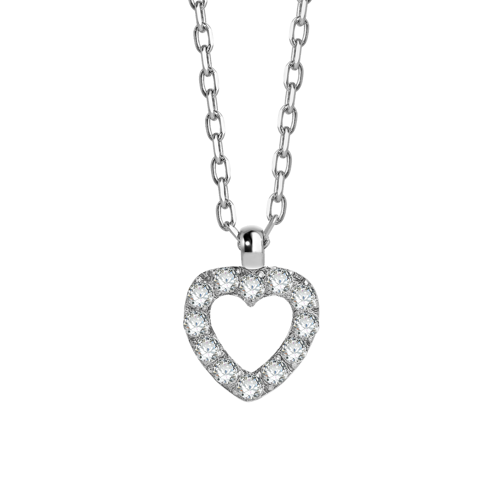 COLLANA BAMBINA IN ACCIAIO CON CUORE CON ZIRCONI BIANCHI