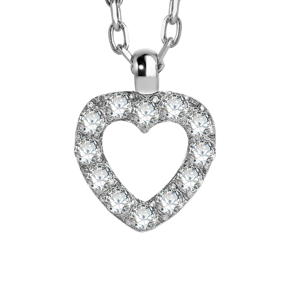 COLLANA BAMBINA IN ACCIAIO CON CUORE CON ZIRCONI BIANCHI