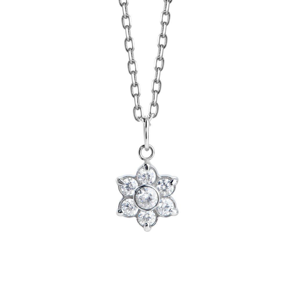 COLLANA BAMBINA IN ACCIAIO CON FIORE CON ZIRCONI BIANCHI