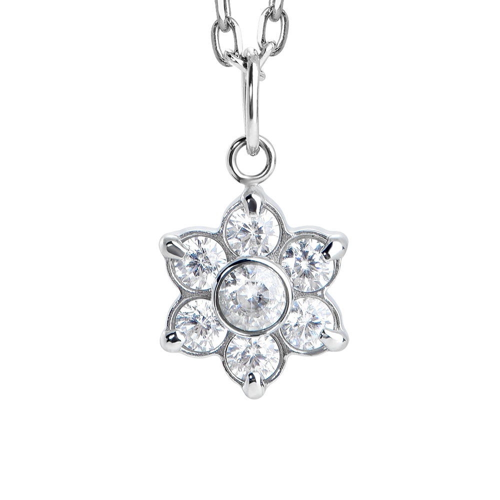 COLLANA BAMBINA IN ACCIAIO CON FIORE CON ZIRCONI BIANCHI
