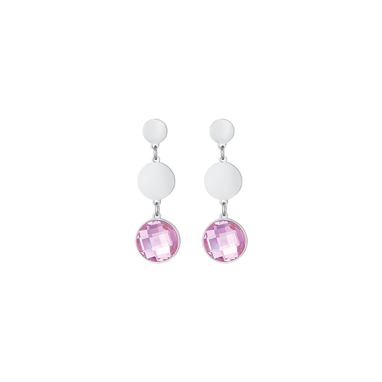 ORECCHINI IN ACCIAIO CON PIETRE ROSA