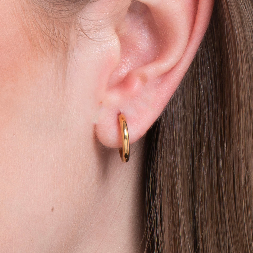 ORECCHINI DONNA CERCHIO IN ACCIAIO DORATO 14 MM