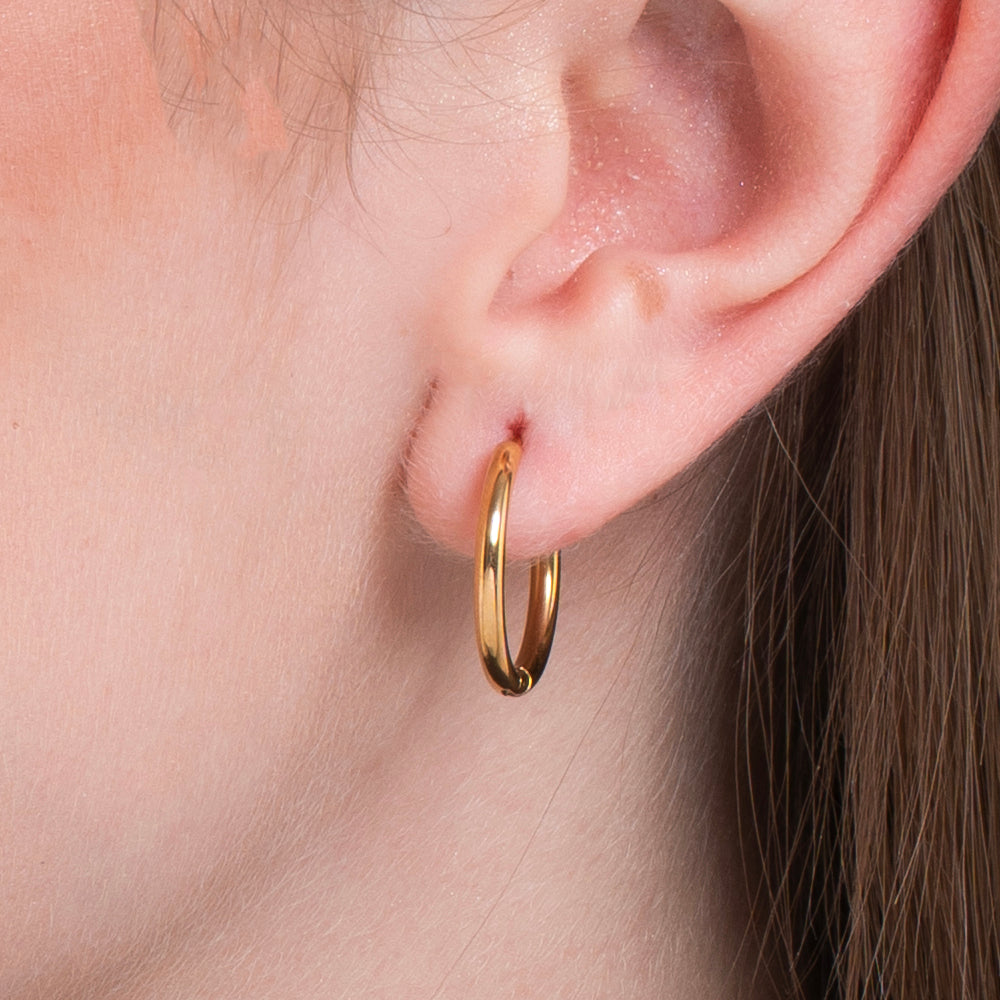 ORECCHINI DONNA CERCHIO IN ACCIAIO DORATO 16 MM