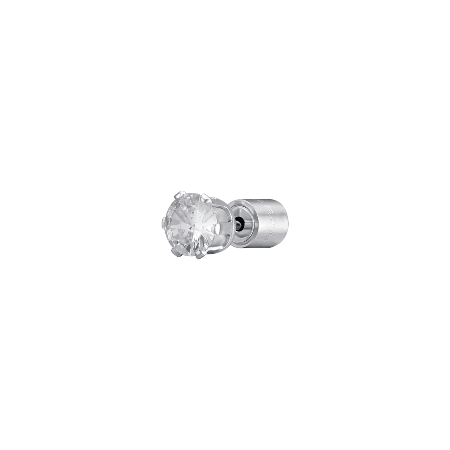 MONO ORECCHINO PUNTO LUCE IN ACCIAIO CON CRISTALLO BIANCO