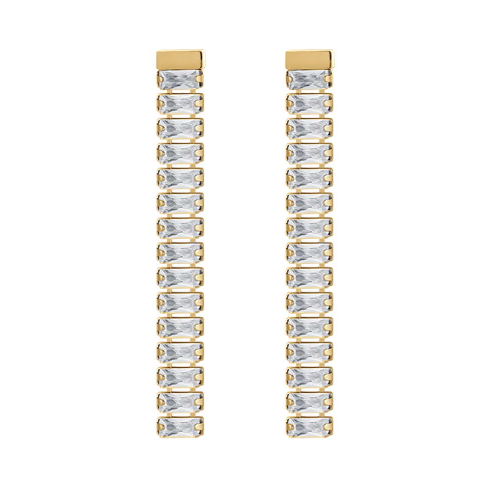 ORECCHINI DONNA IN ACCIAIO ZIRCONI BIANCHI