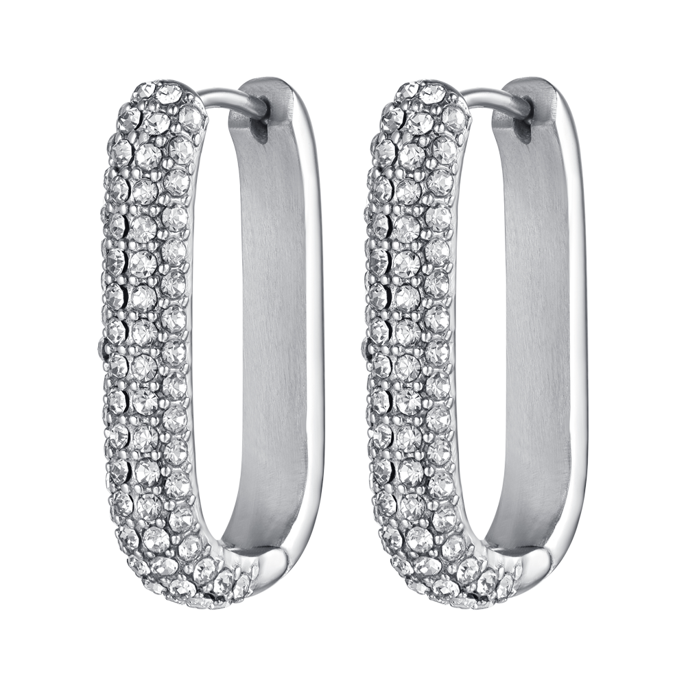 ORECCHINI DONNA IN ACCIAIO CON CRISTALLI BIANCHI