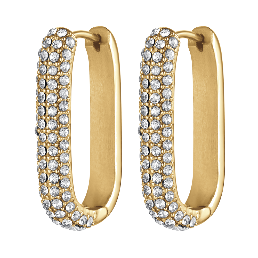 ORECCHINI DONNA IN ACCIAIO IP GOLD CON CRISTALLI BIANCHI