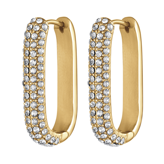 ORECCHINI DONNA IN ACCIAIO IP GOLD CON CRISTALLI BIANCHI