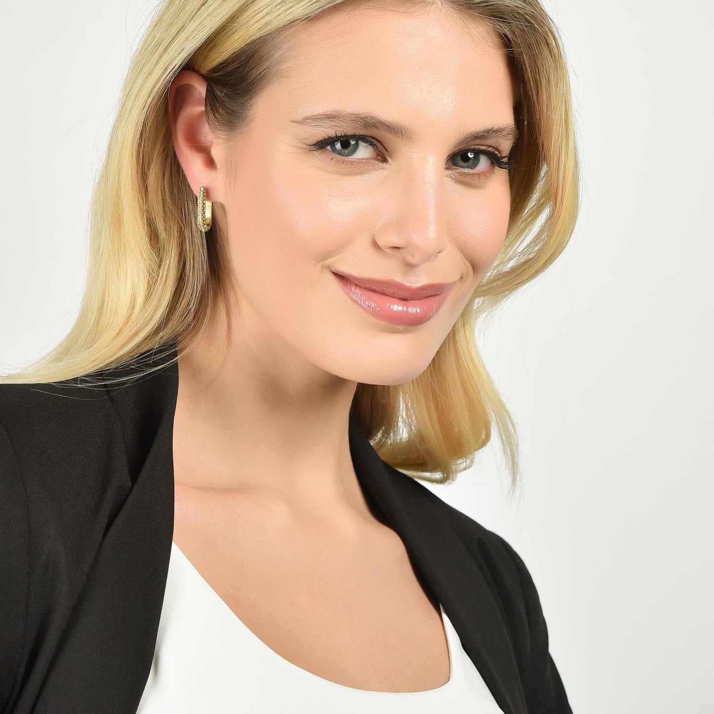 ORECCHINI DONNA IN ACCIAIO IP GOLD CON CRISTALLI BIANCHI