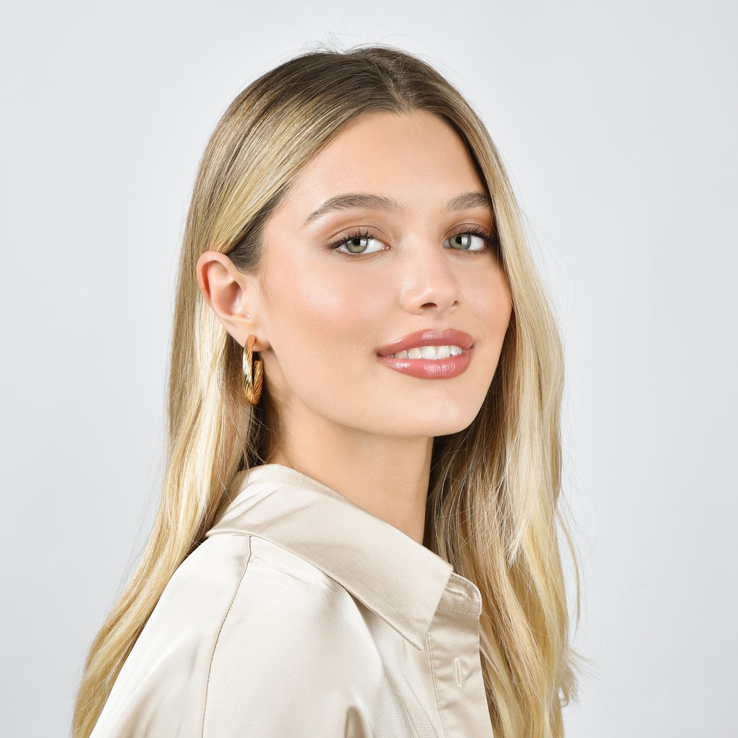 ORECCHINI DONNA CERCHI IN ACCIAIO IP GOLD