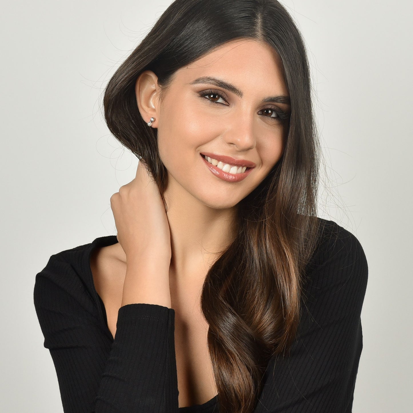 ORECCHINI DONNA IN ACCIAIO CON PERLE CON CRISTALLI BIANCHI