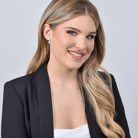 ORECCHINI DONNA IN ACCIAIO STELLE CON CRISTALLI BIANCHI